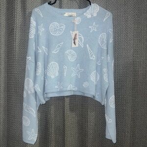 Jessica Simpson Blue Seashell Print Sweatshirt